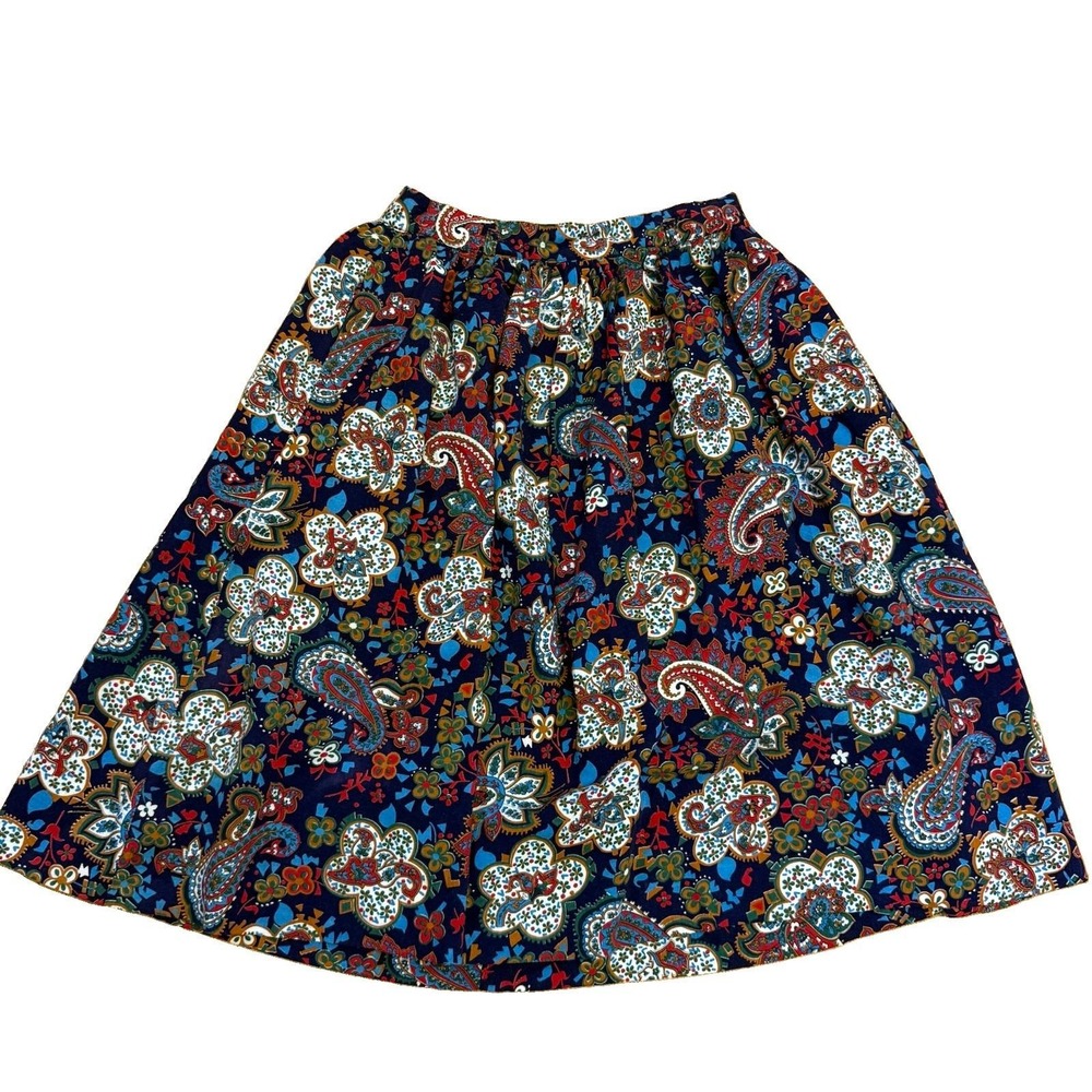 Vintage 70s Skirt XS Paisley Cottagecore Boho Festival Prairie Flared A Line